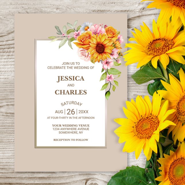 Convites Sunflower Wedding (Criador carregado)