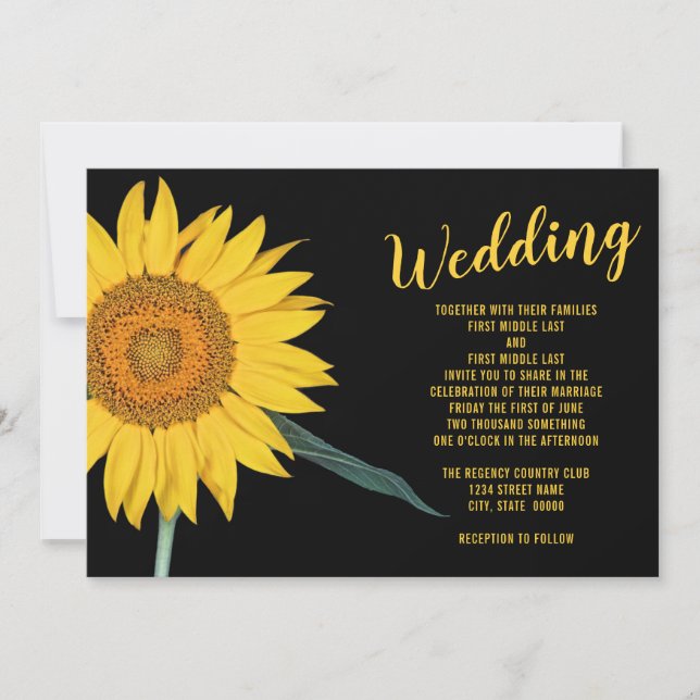 Convites Sunflower Wedding Invitation (Frente)