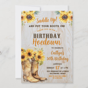 Convites Sunflower Western Hoedown Russo Birthday Cowgirl