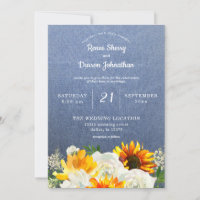 Sunflower & White Rose Floral em Jean Wedding