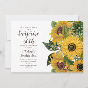 Convites Sunflower White Yellow Surprise 80 Birday