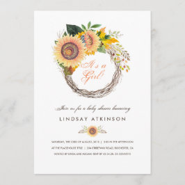 Convites Sunflower Wreath Russe Fall Chá de fraldas