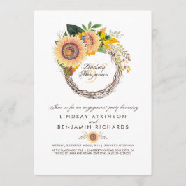 Convites Sunflower Wreath Russe Fall Festa de noivado