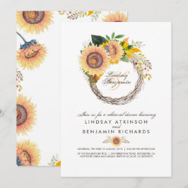Convites Sunflower Wreath Rustic Fall Janta