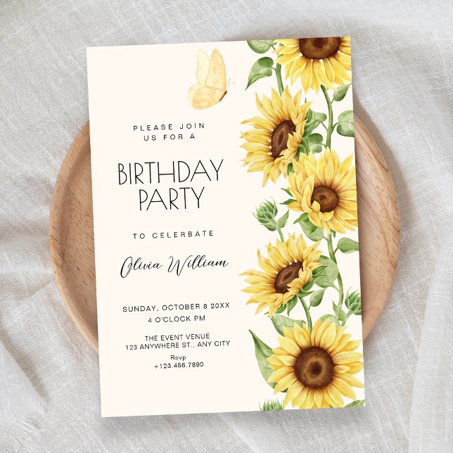 Convites Sunflowers birthday (Criador carregado)