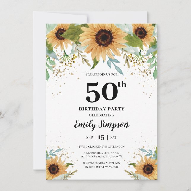 Convites Sunflowers Birthday Invitation (Frente)