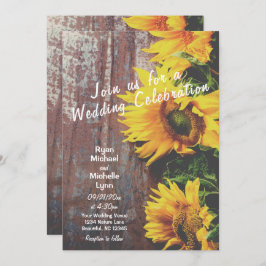 Convites Sunflowers on Barn Wood Rustic Country Wedding