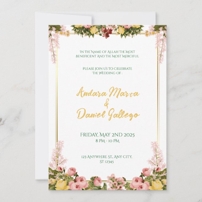 Convites Sunlight & Greenery Wedding Invite (Frente)