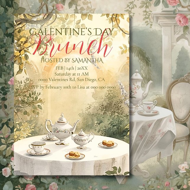 Convites Sunlit Garden Tea Galentine Brunch Soft Florals (Criador carregado)