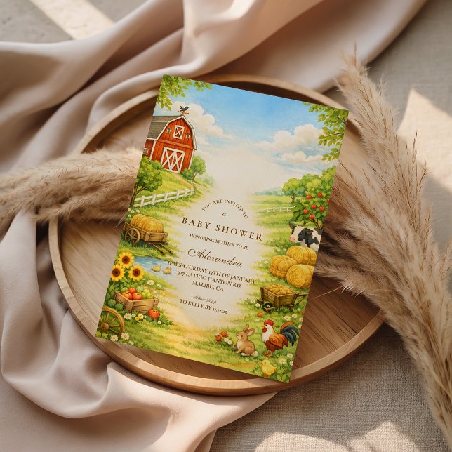 Convites Sunny Farm Path Baby Shower (Criador carregado)