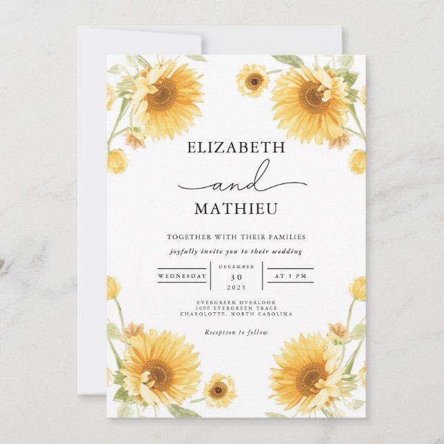 Convites Sunny Floral Archway Wedding (Frente)