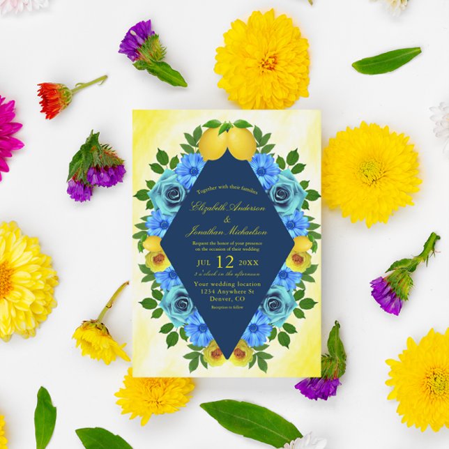 Convites Sunny Lemon Floral Wedding (Criador carregado)