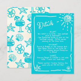 Convites Sunny Tropical Hand desenhou Informações sobre Det