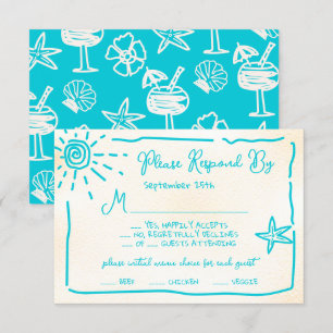 Convites Sunny Tropical Hand desenhou RSVP de Casamento