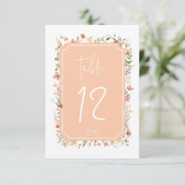 Convites Sunny Wildflower Table Number Peach ID1023