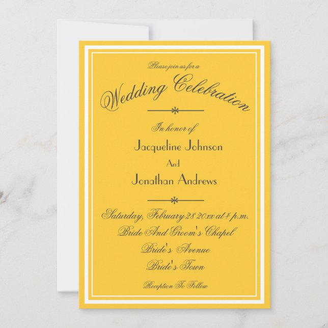 Convites Sunny Yellow All In One RSVP Email Website Wedding (Frente)