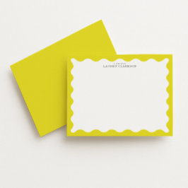 Convites Sunny Yellow Wavy Frame Note Card