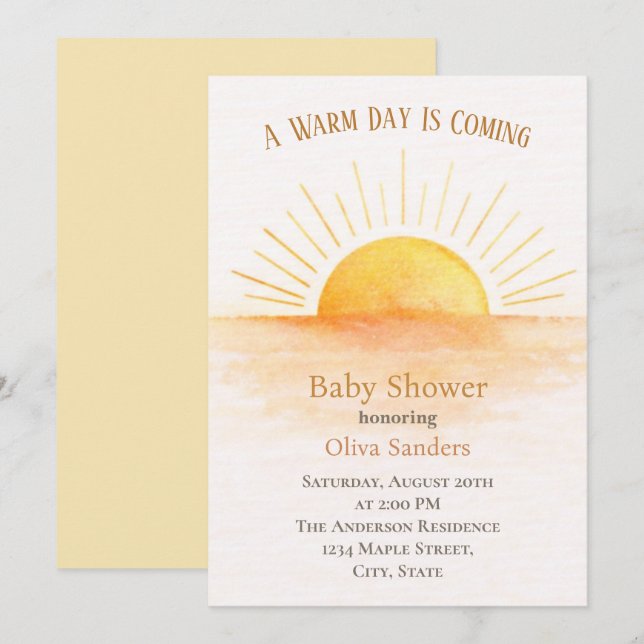 Convites Sunrise Baby Shower Modern (Frente/Verso)