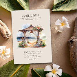 Convites Sunset Beach Floral Pagoda Summer Wedds
