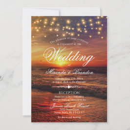 Convites Sunset Beach Lights Summer Wedand Reception