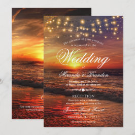 Convites Sunset Beach Lights Summer Wedand Reception