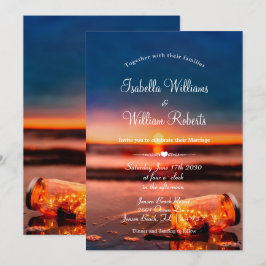 Convites Sunset Beach Mason Jar Blue Night Weding