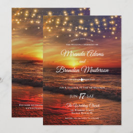 Convites Sunset Beach String Lights Summer Wedemony