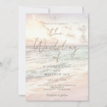 Sunset Beach Wedding Beachfront Wedding Invitation