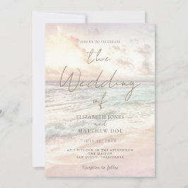 Convites Sunset Beach Wedding Beachfront Wedding Invitation