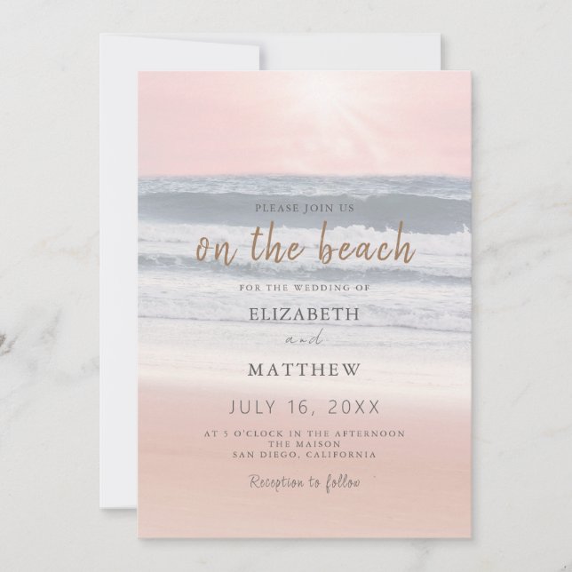 Convites Sunset Beach Wedding | Oceanside Wedding (Frente)