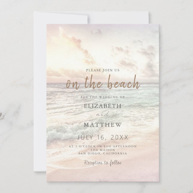 Convites Sunset Beach Wedding | Oceanside Wedding (Frente)