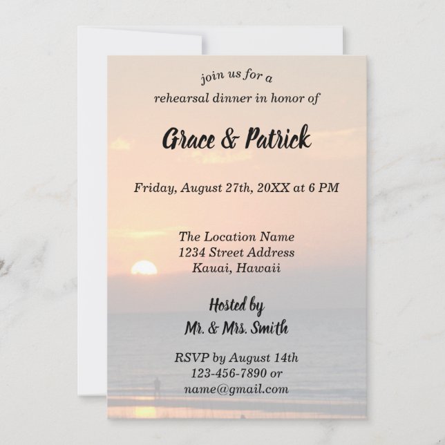 Convites Sunset de Casamento com Silhueta de Árvore de Palm (Frente)
