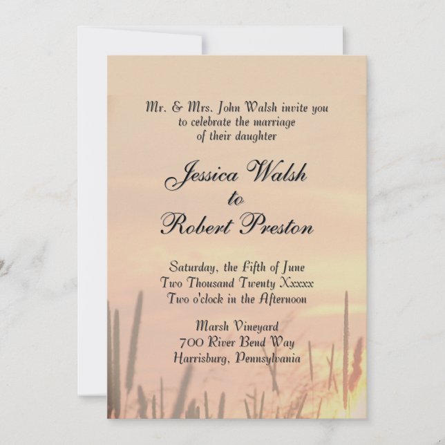 Convites Sunset Field Wedding Invitation (Frente)