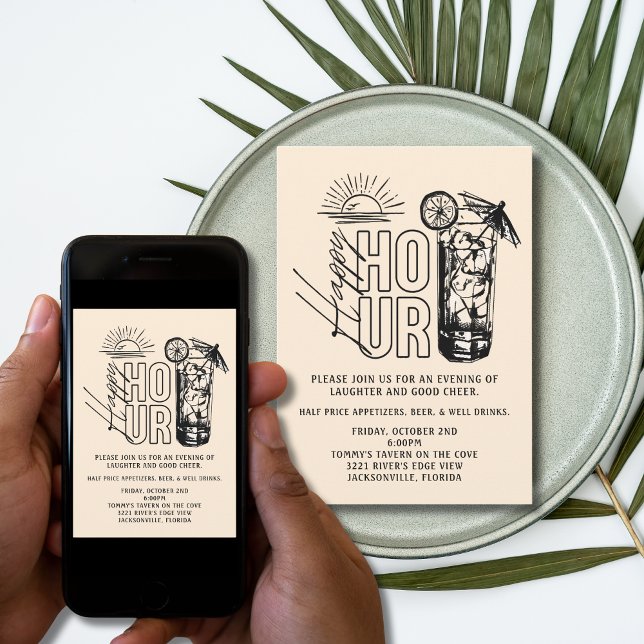 Convites Sunset Happy Hour Invitation (Criador carregado)