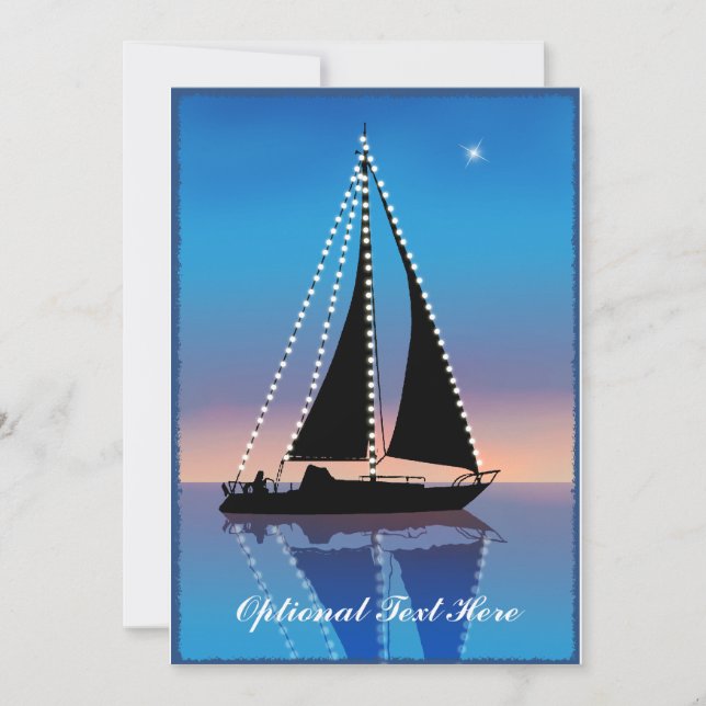 Convites Sunset Sails com luzes de férias (Frente)