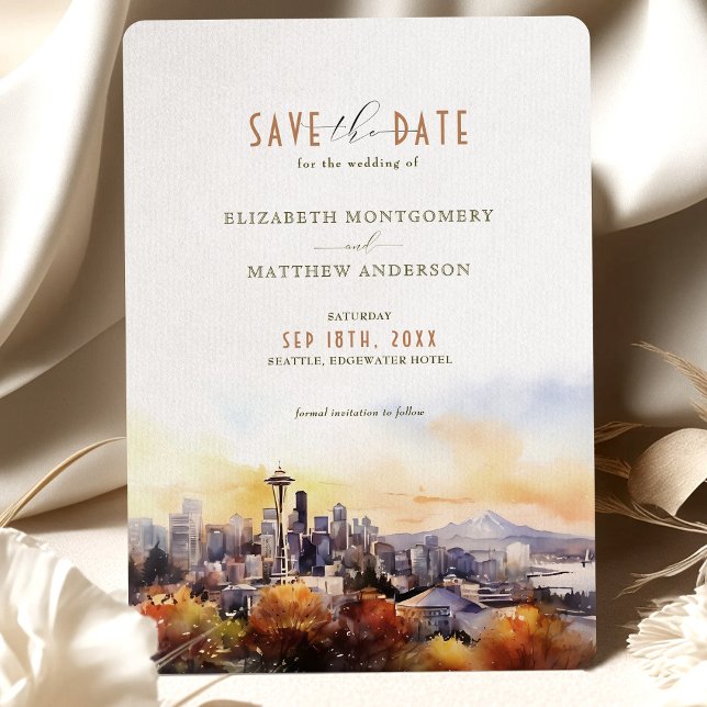 Convites Sunset Silhouette Seattle Save-the-Date (Criador carregado)