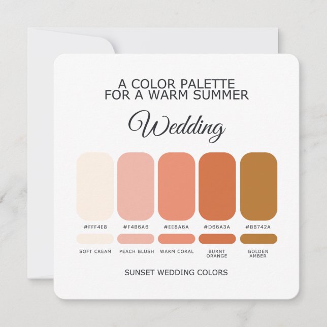 Convites Sunset Wedding Color Palette Card (Frente)
