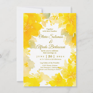 Convites Sunshine & Blooms: Amarelo Watercolor Floral