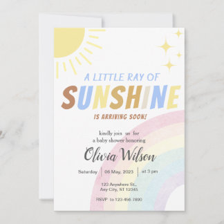 Convites Sunshine Boho Chá de fraldas arco-íris