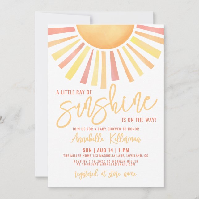 Convites Sunshine Boho Sun Baby Shower (Frente)