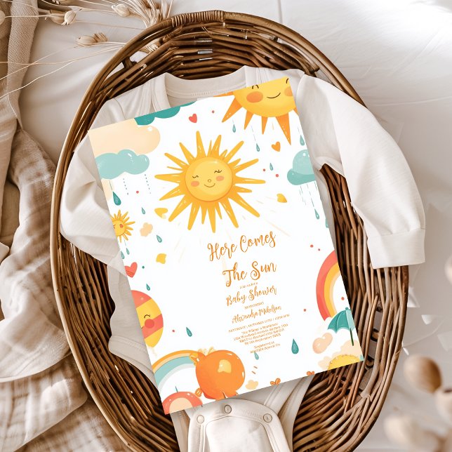 Convites Sunshine Boho Sun Chá de fraldas Neutro por Gênero (Criador carregado)