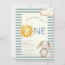 Convites Sunshine Cute Bunny First Birthday OR code