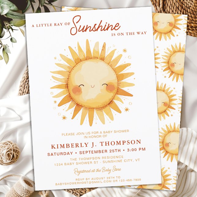 Convites Sunshine Gender Neutral Boho Cute Sun Baby Shower (Criador carregado)