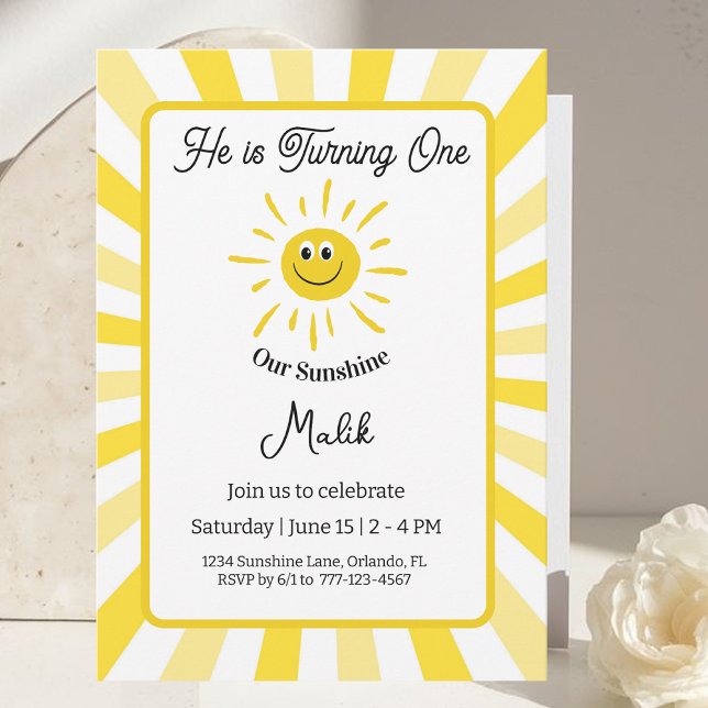 Convites Sunshine Invitation Kids Birthday Party Card (Criador carregado)
