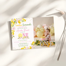 Convites Sunshine Lemon Lemonade First Birthday Invitation