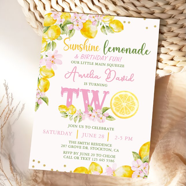 Convites Sunshine Lemonade Floral Birthday Invitation (Criador carregado)