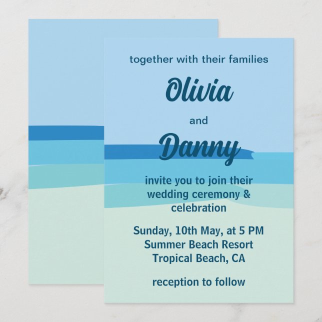 Convites Sunshine Summer Beach Wedding (Frente/Verso)