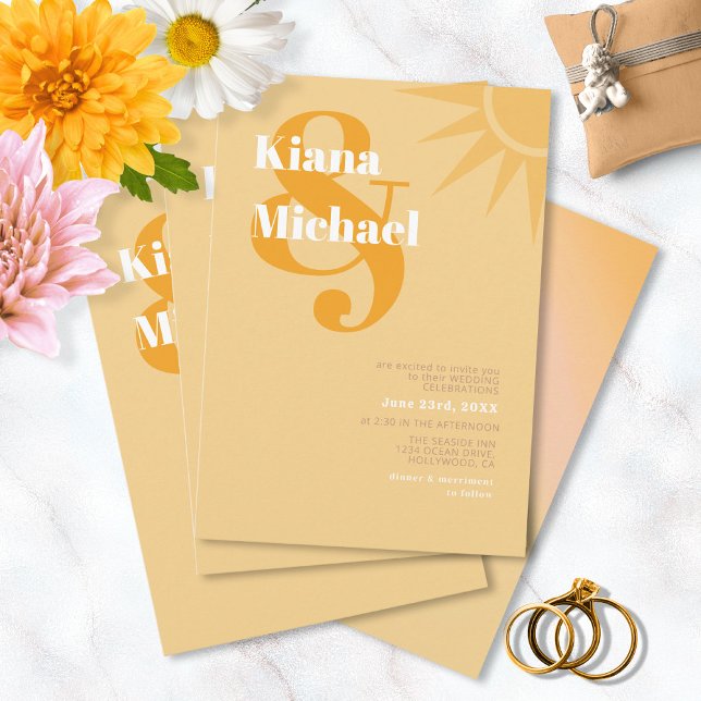 Convites Sunshine Typografia Wedding Butter Yellow ID1048 (Criador carregado)