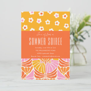 Convites Suntuoso Soire de Verão Floral Retro Colorido Lara
