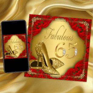 Convites Suntuoso Vermelho Dourado Salto Alto Fabuloso 65º 